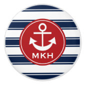 Monogram Rood- en marinekeramische Knob Keramische Knop (Voorkant)