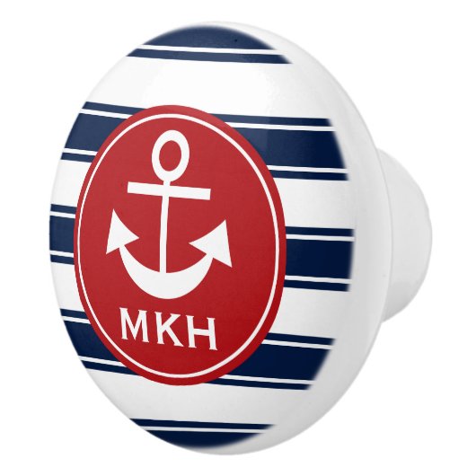 Monogram Rood- en marinekeramische Knob Keramische Knop (Rechts)