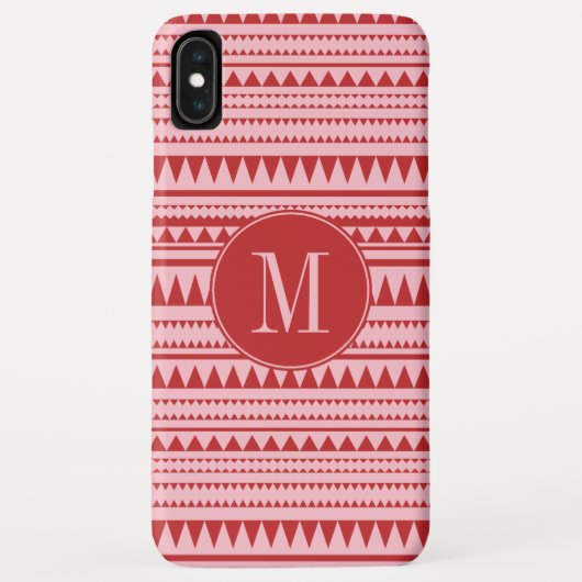 Monogram Rood en Roze Geometrisch Patroon Case-Mate iPhone Case (Achterkant)