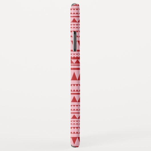 Monogram Rood en Roze Geometrisch Patroon Case-Mate iPhone Case (Achterkant/rechts)