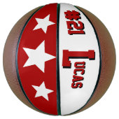 Monogram rood en wit basketbal (Verticaal)