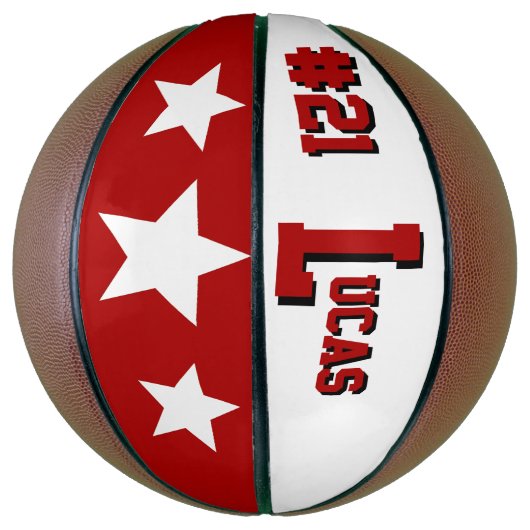 Monogram rood en wit basketbal (Verticaal)