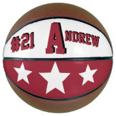Monogram rood en wit basketbal (Voorkant)