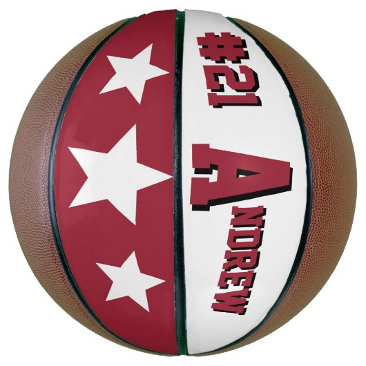 Monogram rood en wit basketbal (Verticaal)