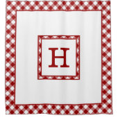 Monogram Rood en Wit Buffel Controleer Rand Douchegordijn (Voorkant)