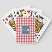 Monogram rood en wit cheque blauw Denemarken Pokerkaarten (Achterkant)
