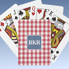 Monogram rood en wit cheque blauw Denemarken Pokerkaarten