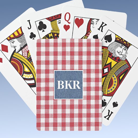 Monogram rood en wit cheque blauw Denemarken Pokerkaarten