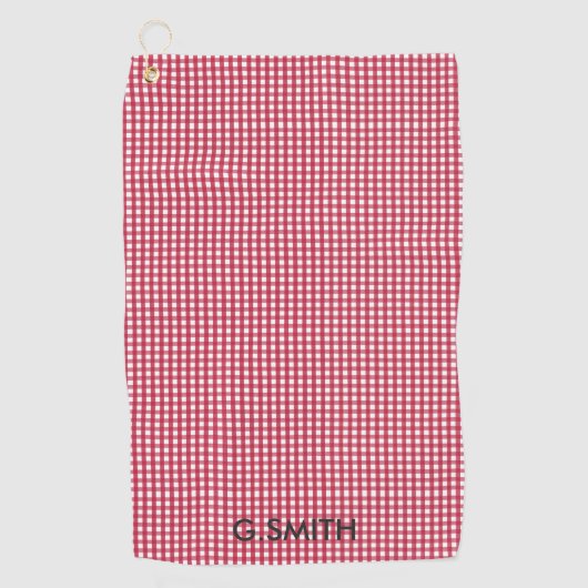 Monogram Rood en Wit Controlepatroon Golfhanddoek (Voorkant)