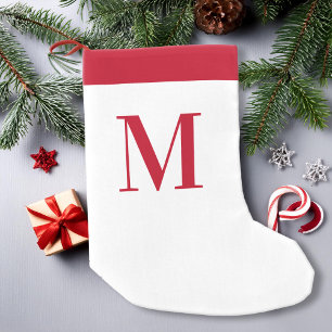 Monogram Rood en Wit Gepersonaliseerd Kleine Kerstsok
