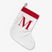 Monogram Rood en Wit Gepersonaliseerd Kleine Kerstsok (Voorkant (Hangend))