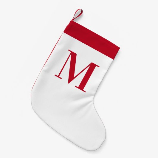 Monogram Rood en Wit Gepersonaliseerd Kleine Kerstsok (Voorkant (Hangend))