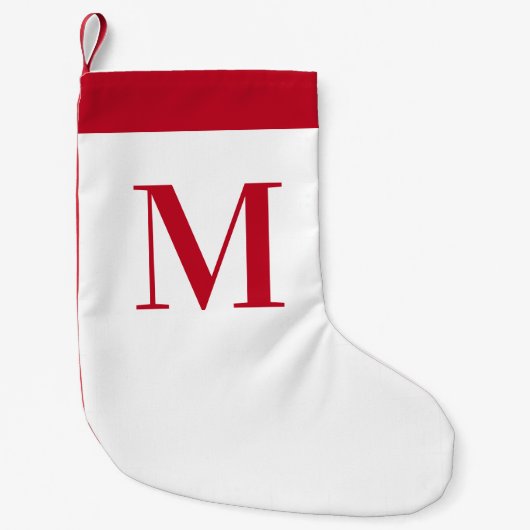 Monogram Rood en Wit Gepersonaliseerd Kleine Kerstsok (Voorkant)