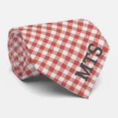 Monogram rood en wit Gingham Casual gecontroleerd Stropdas (Opgerold)