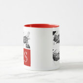 Monogram rood en wit instagram Foto Collage Mok (Midden)