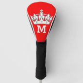 Monogram rood en wit kroonmonogram op maat golfheadcover (Voorkant)