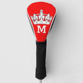 Monogram rood en wit kroonmonogram op maat golfheadcover