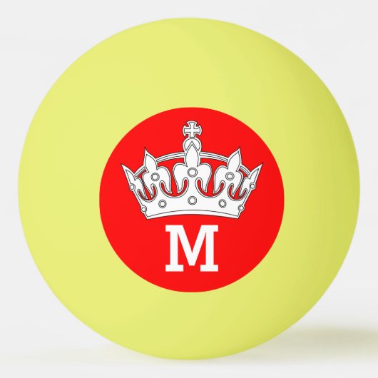 Monogram rood en wit kroonmonogram op maat pingpongbal (Voorkant)