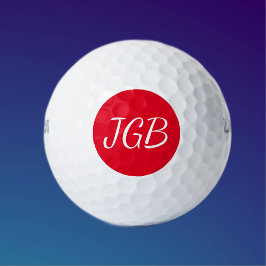 Monogram Rood en Wit of kies Kleurenachtergrond Golfballen
