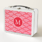 Monogram rood en wit Scallop Patroon (Voorkant)
