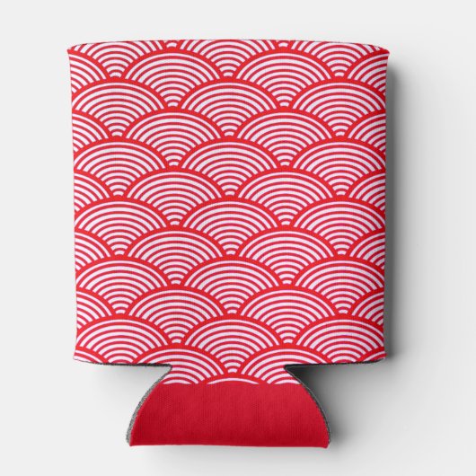 Monogram rood en wit Scallop Patroon Blikjeskoeler (Achterkant)