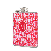 Monogram rood en wit Scallop Patroon Heupfles (Links)