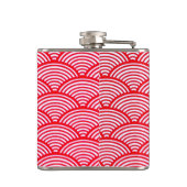 Monogram rood en wit Scallop Patroon Heupfles (Achterkant)