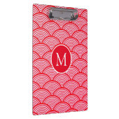 Monogram rood en wit Scallop Patroon Klembord (Rechts)