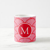 Monogram rood en wit Scallop Patroon Koffiemok (Center)