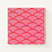 Monogram rood en wit Scallop Patroon Notitieboek (Achterkant)