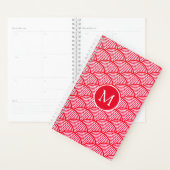 Monogram rood en wit Scallop Patroon Planner (Display)