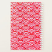 Monogram rood en wit Scallop Patroon Planner (Achterkant)