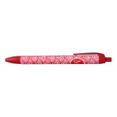 Monogram rood en wit Scallop Patroon Zwarte Inkt Pen (Bovenkant)
