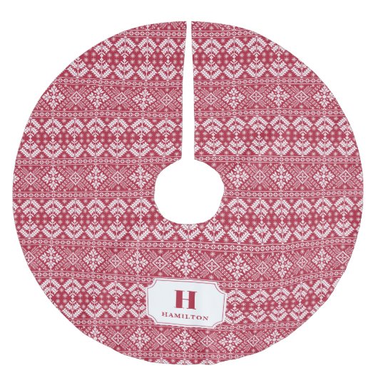 Monogram rood en wit Sweater Pattern Kerstboom Rok (Voorkant)