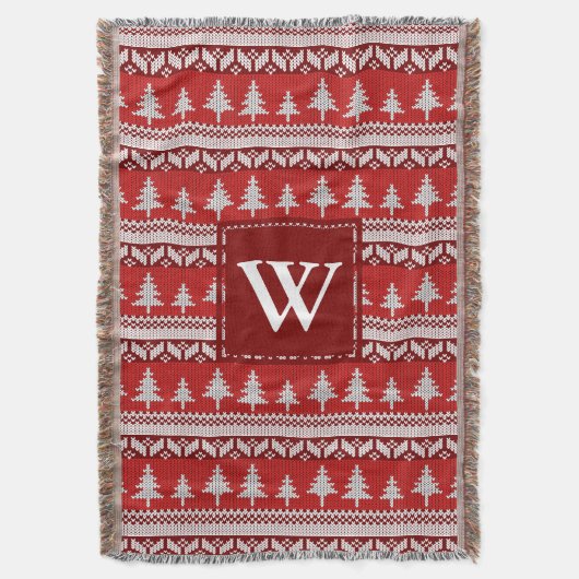 Monogram - Rood- en Witte Noordse Alpenflessen Deken (Voorkant Verticaal)