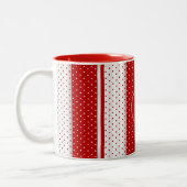 Monogram Rood- en Witte poka Dots Tweekleurige Koffiemok (Links)
