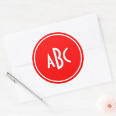 Monogram Rood- en witte ringloop Ronde Sticker (Envelop)