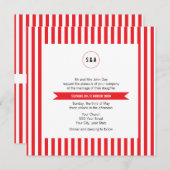 Monogram Rood en Witte Stripes Kaart (Voorkant / Achterkant)