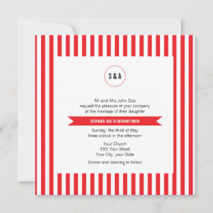 Monogram Rood en Witte Stripes Kaart