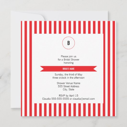 Monogram Rood en Witte Stripes Patroonplaat Kaart (Voorkant)