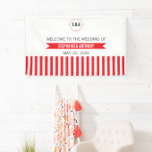 Monogram Rood en Witte Stripes Spandoek (Insitu)
