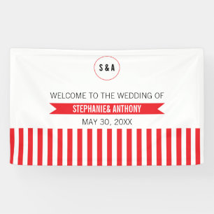 Monogram Rood en Witte Stripes Spandoek