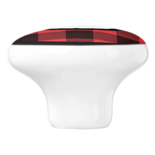 Monogram Rood en Zwart Buffalo Plaid  Keramische Knop (Zijkant)