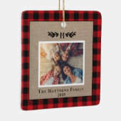 Monogram rood en zwart Buffalo spelden Keramisch Ornament (Rechts)