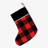 Monogram Rood en Zwart Buffel Plaid Gepersonalisee Kleine Kerstsok (Achterkant (Hangend))