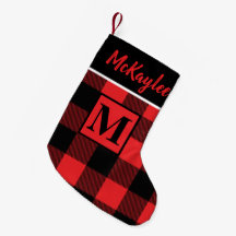 Monogram Rood en Zwart Buffel Plaid Gepersonalisee