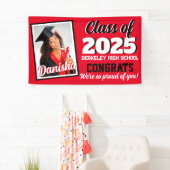 Monogram rood en zwart & foto-Afstuderen Spandoek (Insitu)