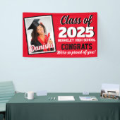 Monogram rood en zwart & foto-Afstuderen Spandoek (Beurs)