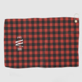 Monogram rood en zwart golfhanddoek (Horizontaal)