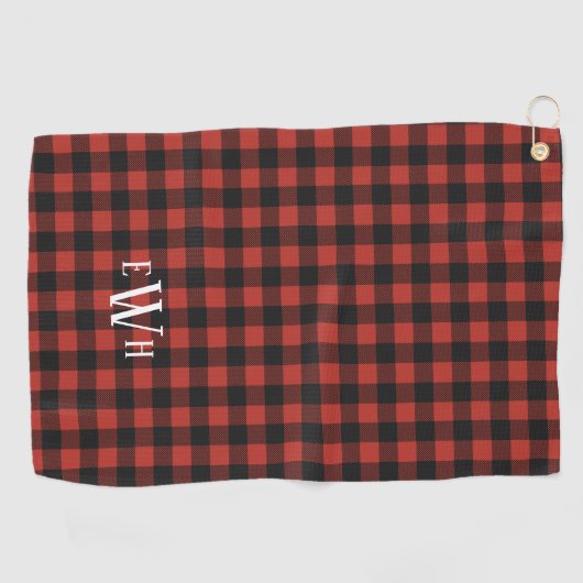 Monogram rood en zwart golfhanddoek (Horizontaal)